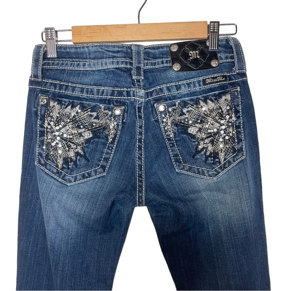 Miss Me Denim - MISS ME Boot Cut Jeans Sequins Rhinestones JP57758 Dark Wash Size 28